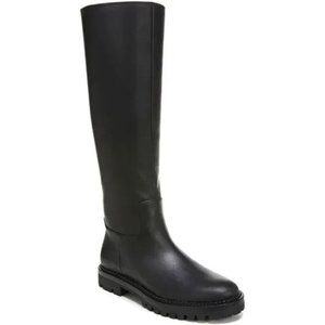 NEW +Tag~ VINCE (Made in Italy)~like COLLIN,BLACK Leather Knee High Lug Boots ~8